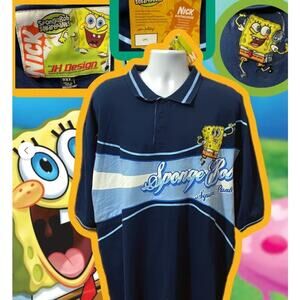 NEW Spongebob Squarepants 3XL JH Design Blue short sleeve Shirt - Rare